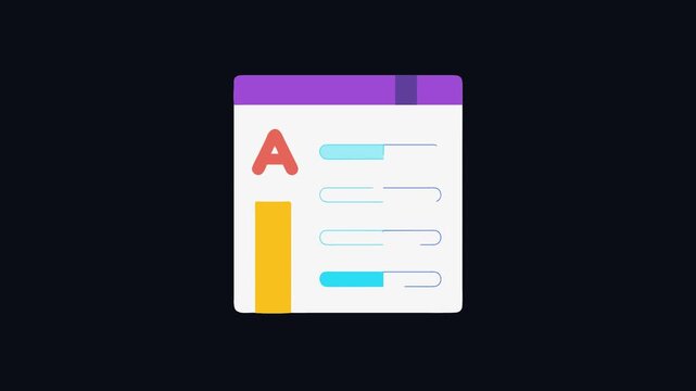 Abstract document icon with alphabet and data bars