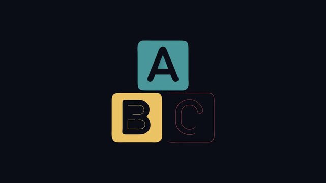 Colorful alphabet blocks stacked against a dark background