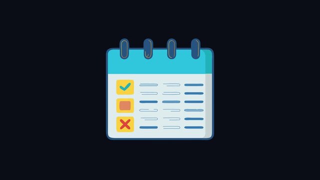 Simple calendar icon with checkmark and schedule items listed