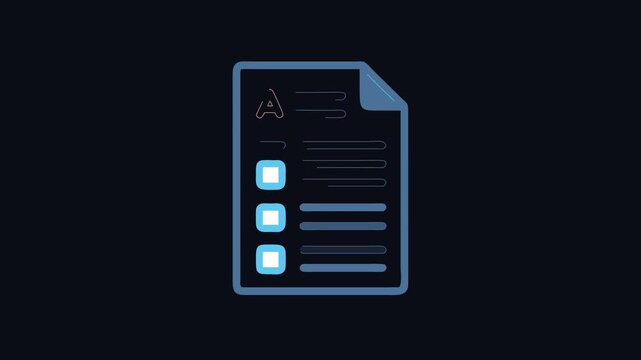 Checklist paper icon showing grades and options symbol