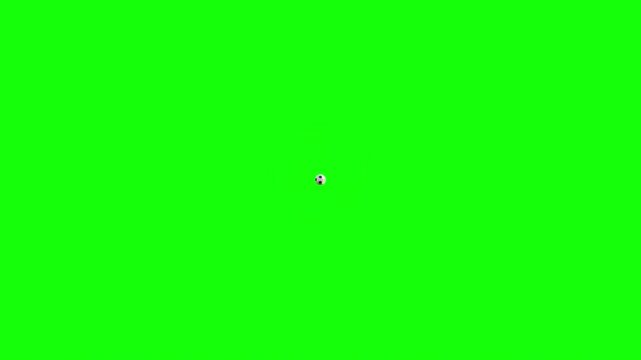 Closeup Soccer ball quick jump to camera and slow motion bouncing out isolate on green screen. transition idea concept for sport advertising. 
