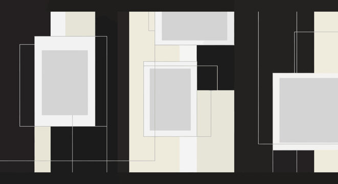 Modern flat design vector background template set with abstract white frames on dark background