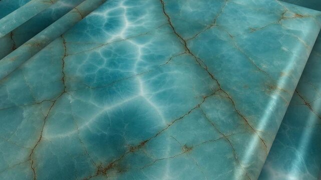 Exquisite Larimar tiles spinning gently to display the rare volcanic blue coloration and unique mineral deposits resembling the beautiful Caribbean sea waves