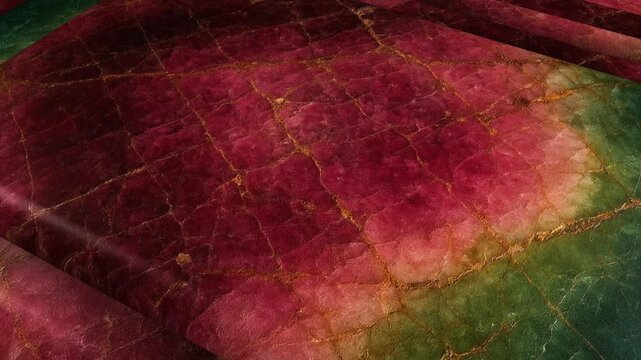 Striking Watermelon Tourmaline tiles rotating to capture the distinct pink and green color zoning alongside natural mineral flaws and organic inclusions
