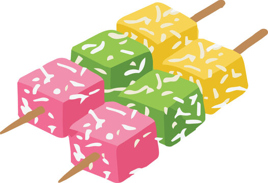 Getuk Lindri Traditional Steamed Cassava Cake Vector Illustration