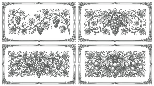Vintage grapevine borders and frames