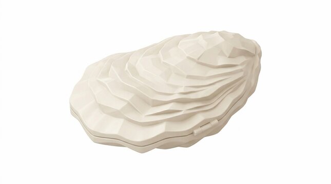 A single raw oyster shell isolated on a white background.
