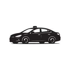 Fototapeta premium Modern sedan car silhouette for taxi and urban city transport graphic design element