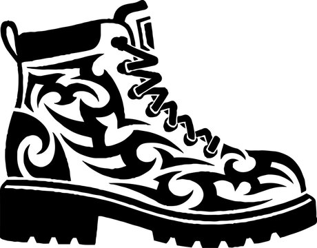 Heavy duty work boot with tribal pattern design