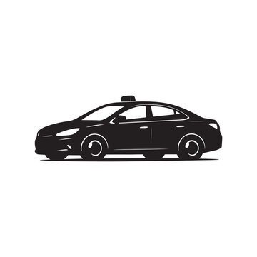 Modern sedan car silhouette for taxi and urban city transport graphic design element