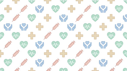 Obraz premium Pastel Hearts and Crosses Seamless Pattern Tile for Graphics and Design.
