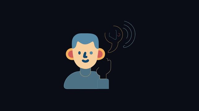 Flat icon of a man with hearing impairment