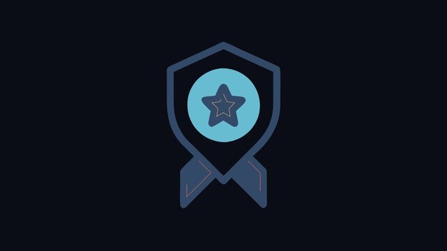 Blue shield badge icon with star award emblem