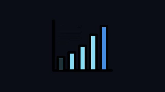 Increasing bar graph representing growth on a black background