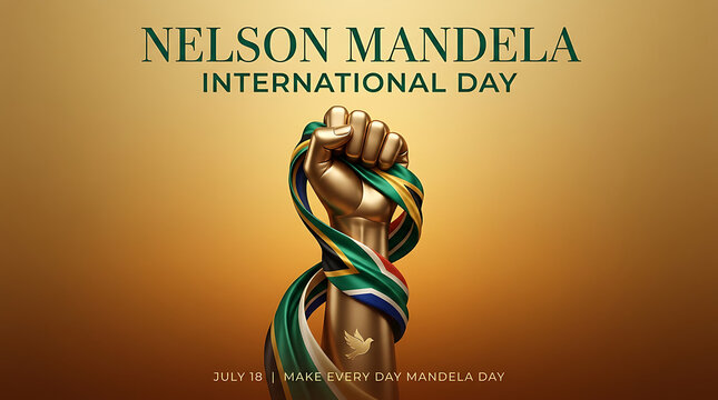 Celebrate Nelson Mandela International Day with a Powerful Raised Fist in South African Colors and Dove Symbol