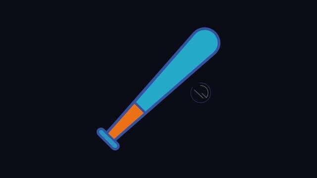 Baseball bat and ball graphic illustration on a black background