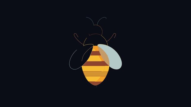 Simple stylized bee graphic on black background for design
