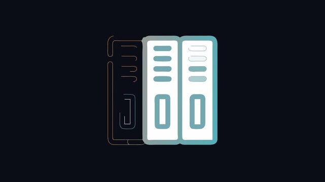 Three ring binders in a row icon illustration style