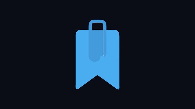 Blue bookmark icon with a paperclip on black background