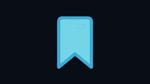 Blue bookmark icon graphic, isolated on a black background