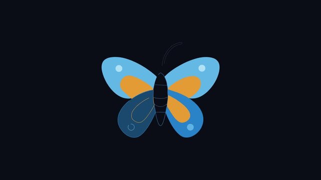 Simple flat butterfly illustration with blue and orange wings