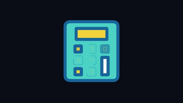 Vibrant calculator icon on black background, mathematics concept