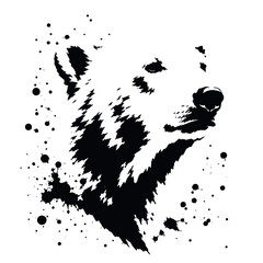 Obraz premium Abstract Splatter Art of a Polar Bear Head in Profile