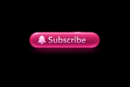 A glowing pink subscribe button with a bell icon appears on screen.