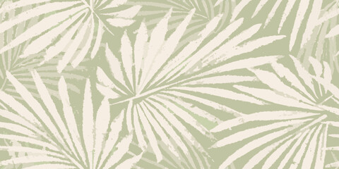 Palm leaf pattern muted green and cream tones © Rohan
