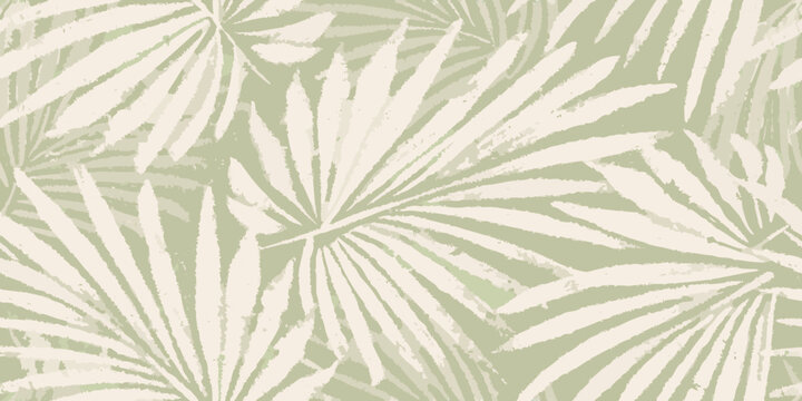 Palm leaf pattern muted green and cream tones