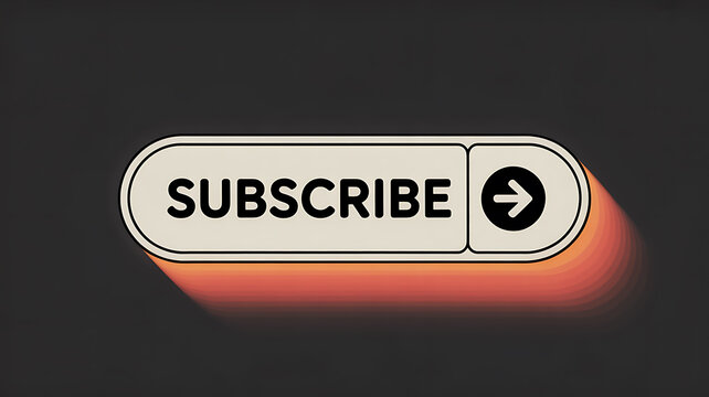 A glowing subscribe button with an arrow is prominently displayed on a dark background.