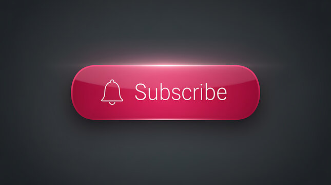 Red button with a bell icon and Subscribe text on dark background