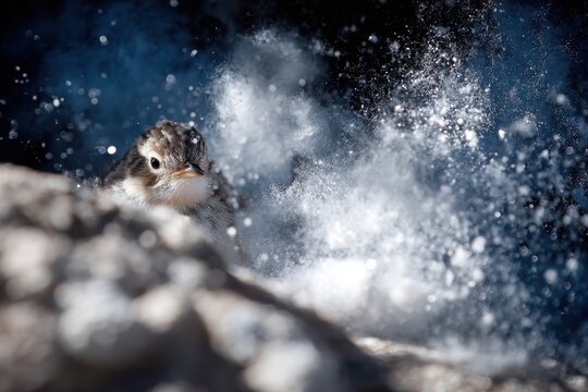 Small Bird Hides from Dust Storm: Nature's Fury and Animal Resilience