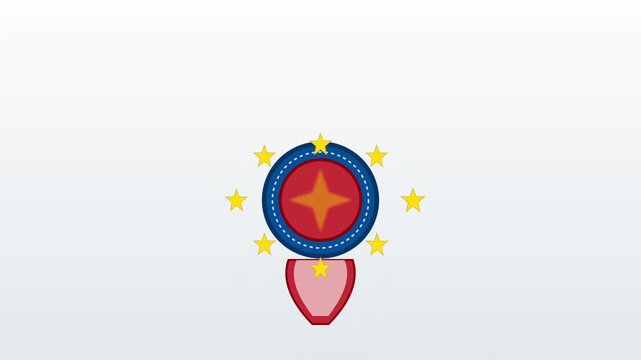 Decorative Ribbon Badge Animation with Sequential Stars and Smooth Celebration Motion Effects.