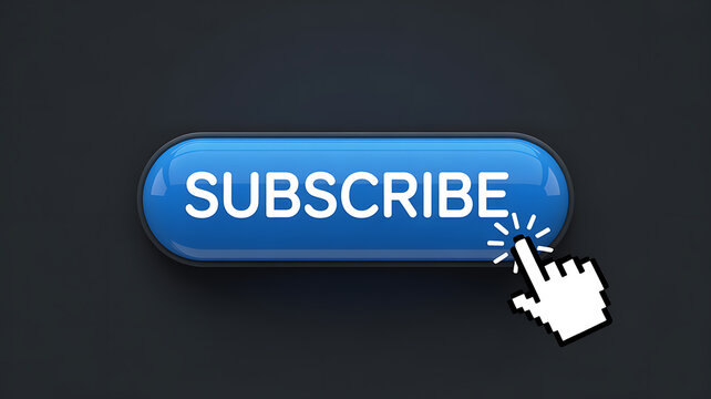 A cursor clicks on a blue subscribe button with white text online