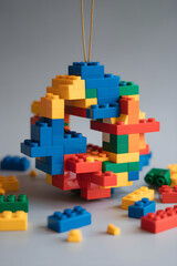 Fototapeta premium LEGO pieces forming broken ornament with gaps and shifts creating abstract fragmented pattern