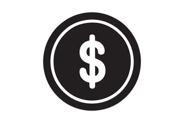 Obraz premium A striking black and white of a dollar sign symbol centered within a circular outline on a white background representing currency or finance