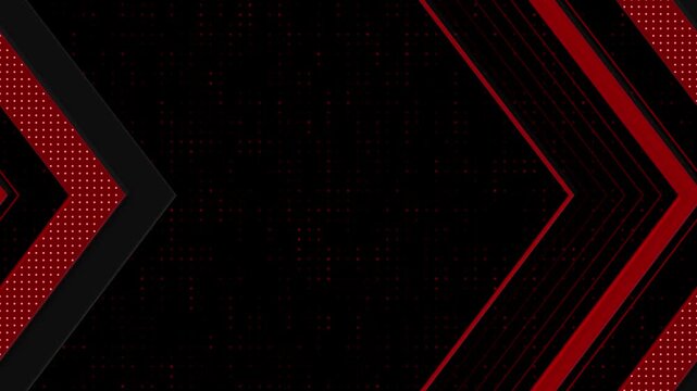 Dark abstract background with chevron arrows and dotted patterns animation