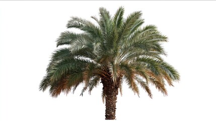 Fototapeta premium Isolated palm tree with lush green fronds on white background