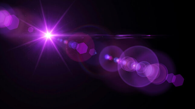 Purple starburst lens flare with floating bokeh orbs starburst abstract background radiance artistic spotlight