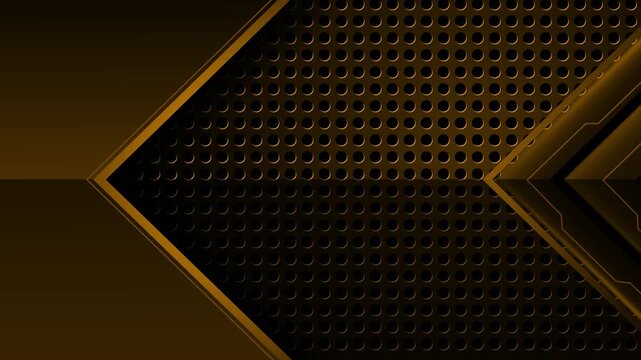 Abstract dark metallic background with chevron arrows and perforated texture animation