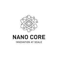 Fototapeta premium Atomic Structure for Innovation Science Engineering Advanced Technology Research logo design