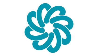 Obraz premium Abstract geometric teal flower shape on white background, modern design, clean graphic