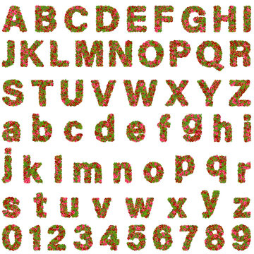 Colorful uppercase and lowercase alphabet letters set isolated on transparent background