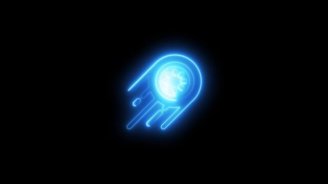 Glowing blue neon comet animation on black background
