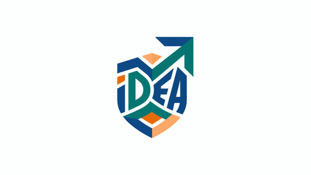 Creative Idea Logo Concept with Shield and Arrow Symbol