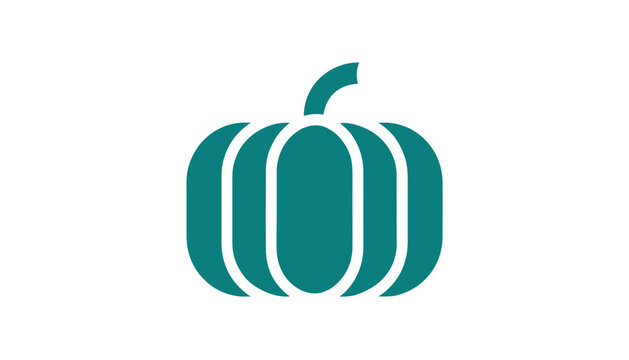Teal Pumpkin Icon on White Background - Halloween and Autumn Symbol