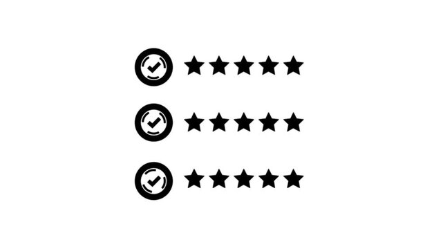 Glowing Visual representation of a rating system featuring star ratings, ideal for reviews and feedback applications.4k motion graphics video ..