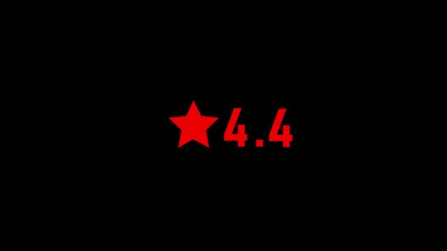 Glowing Premium Star Rating Animation with Customer Feedback and Review Score. 4.4 Star rating star animation. customer feedback on 4.4-star rating and review details. product certification.4k video