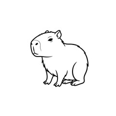 Fototapeta premium Minimalist Capybara Line Art Vector Illustration